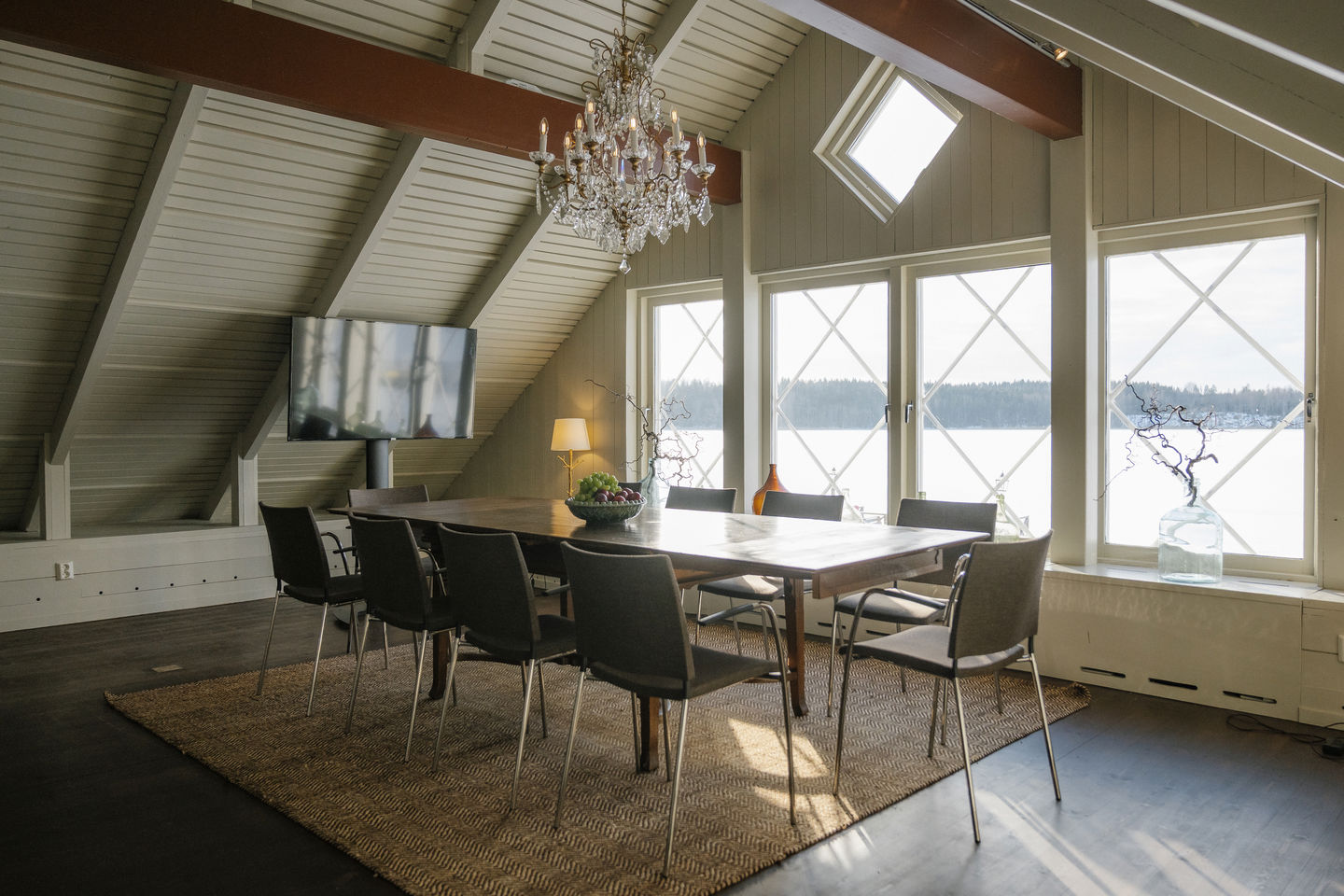 Konferenslokal med utsikt över vattnet