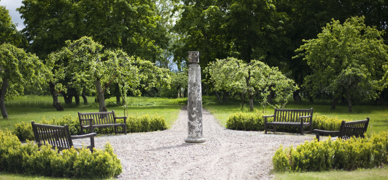 Vacker trädgård intill herrgården