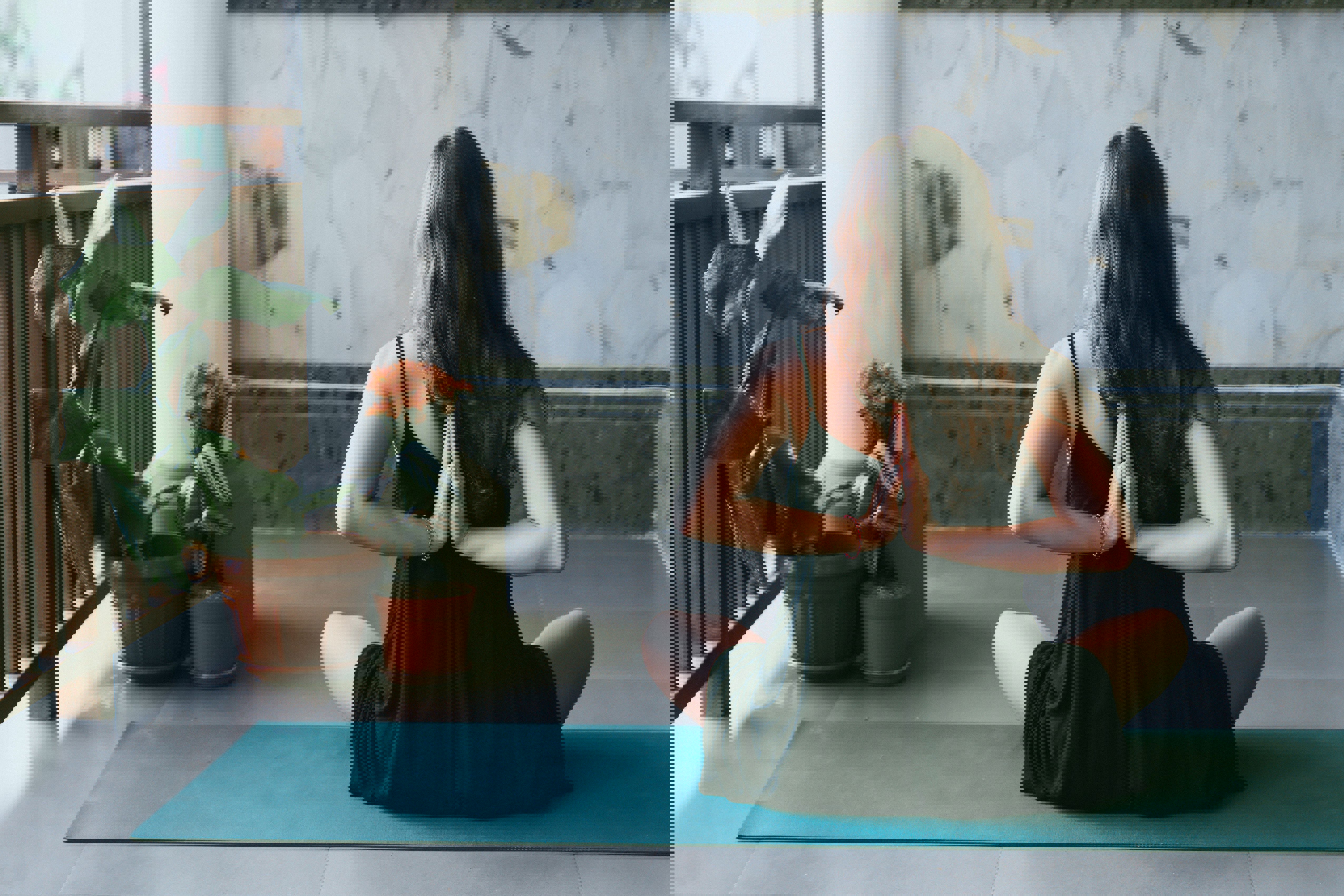 Kvinna utför avslappnande och välbefinnande yoga